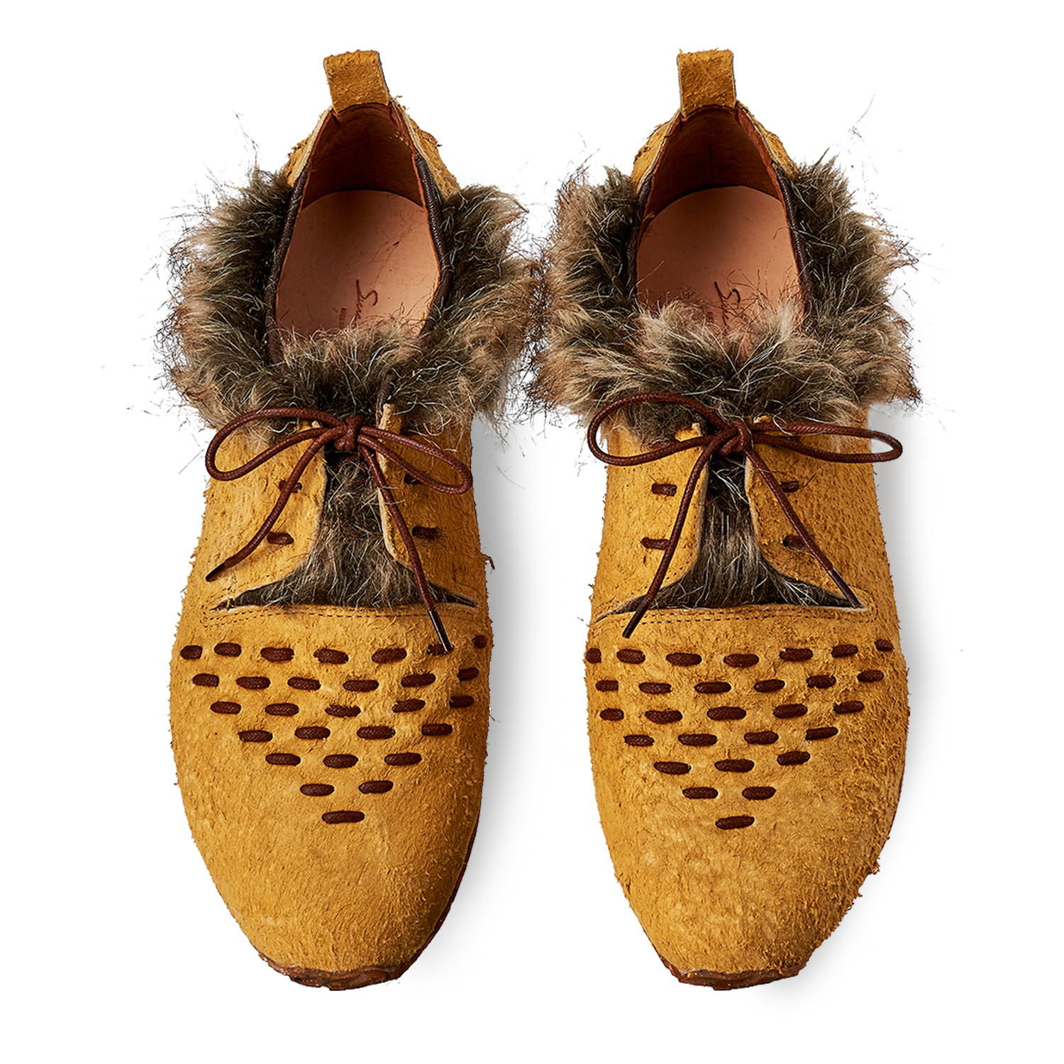 Wallace M1165 Desert Yellow Shearling Leather Sneakers