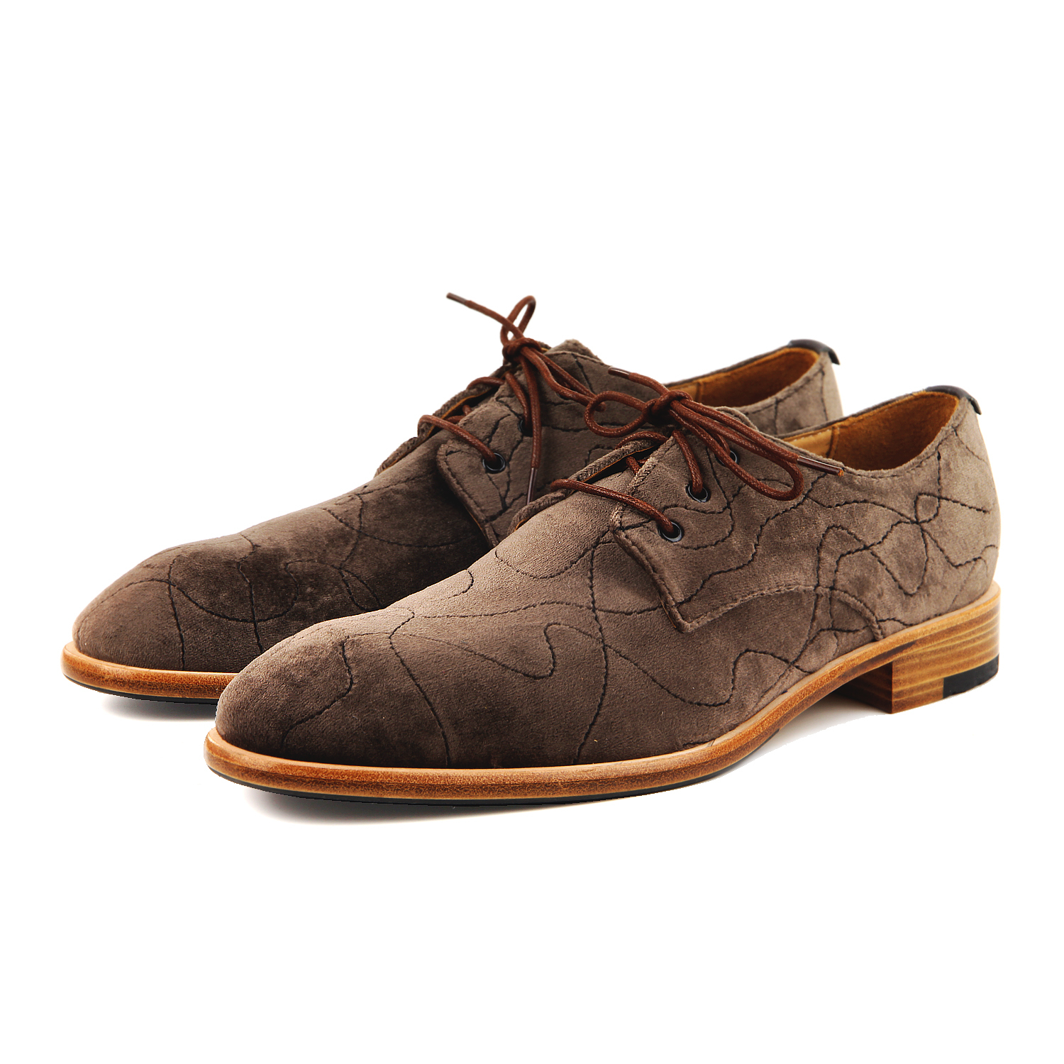 Edward M1170 Brown Velvet Derby Shoes