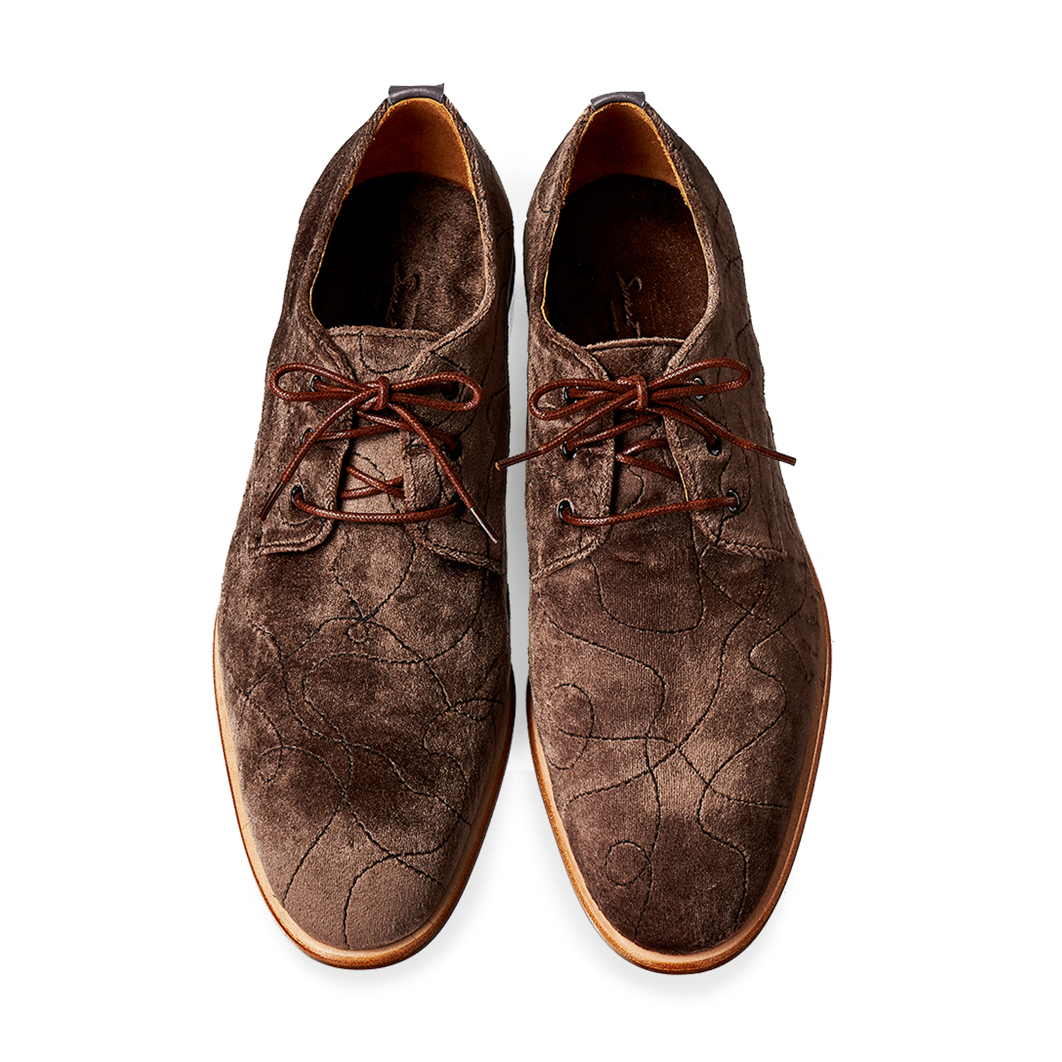 Edward M1170 Brown Velvet Derby Shoes