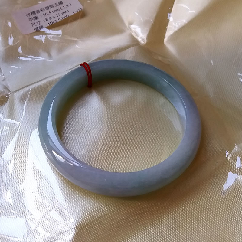 冰糯春彩帶紫玉鐲 56.5 mm , 天然翡翠A玉, 緬甸玉, Jade, Jadeite