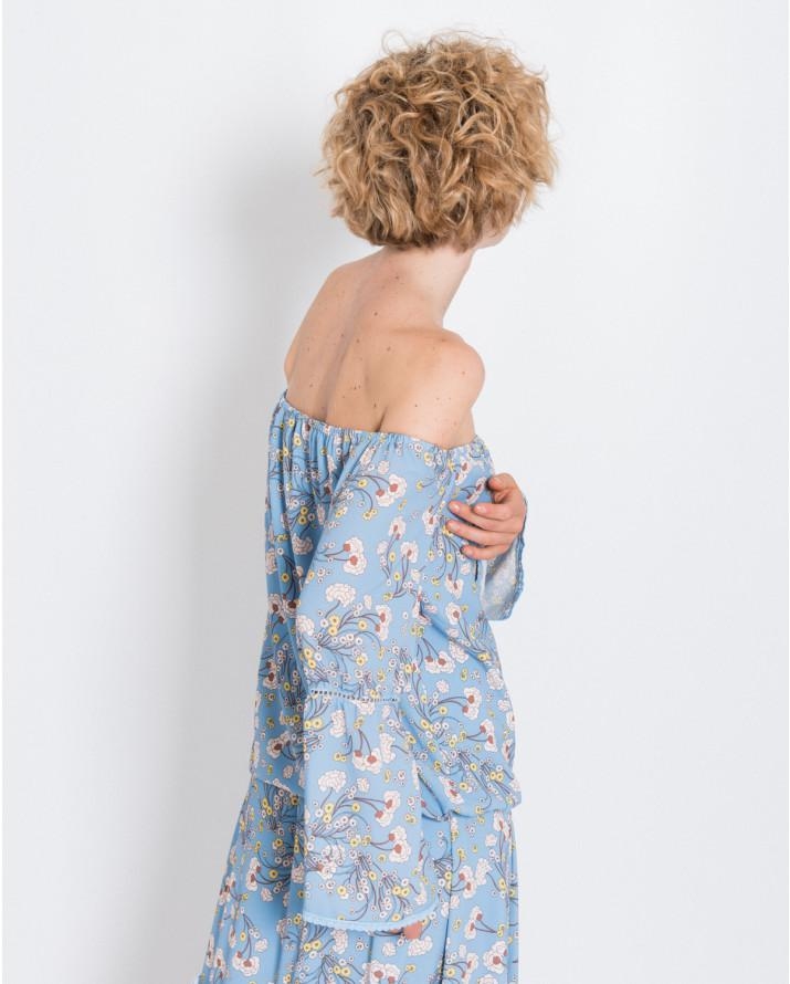 【silvian-heach】植物紋一字領上衣