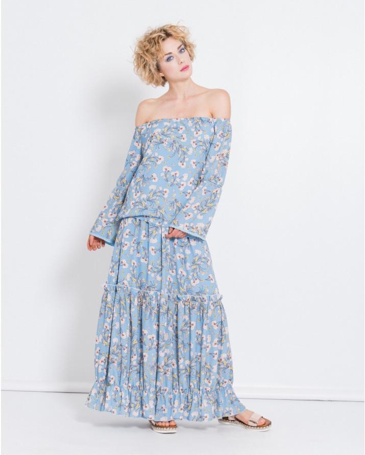 【silvian-heach】植物紋一字領上衣