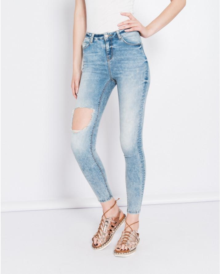 【silvian-heach】高腰破洞窄管牛仔褲