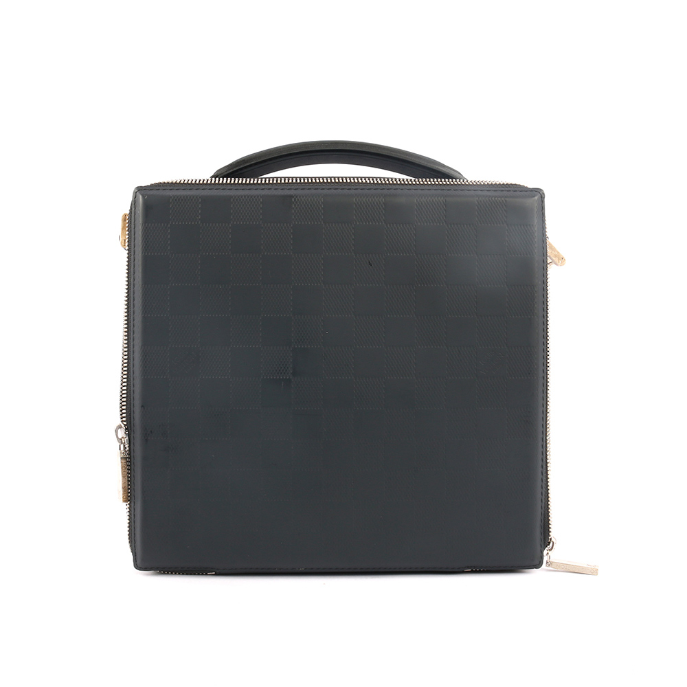 【Louis Vuitton】深灰格紋方型手提萬用包