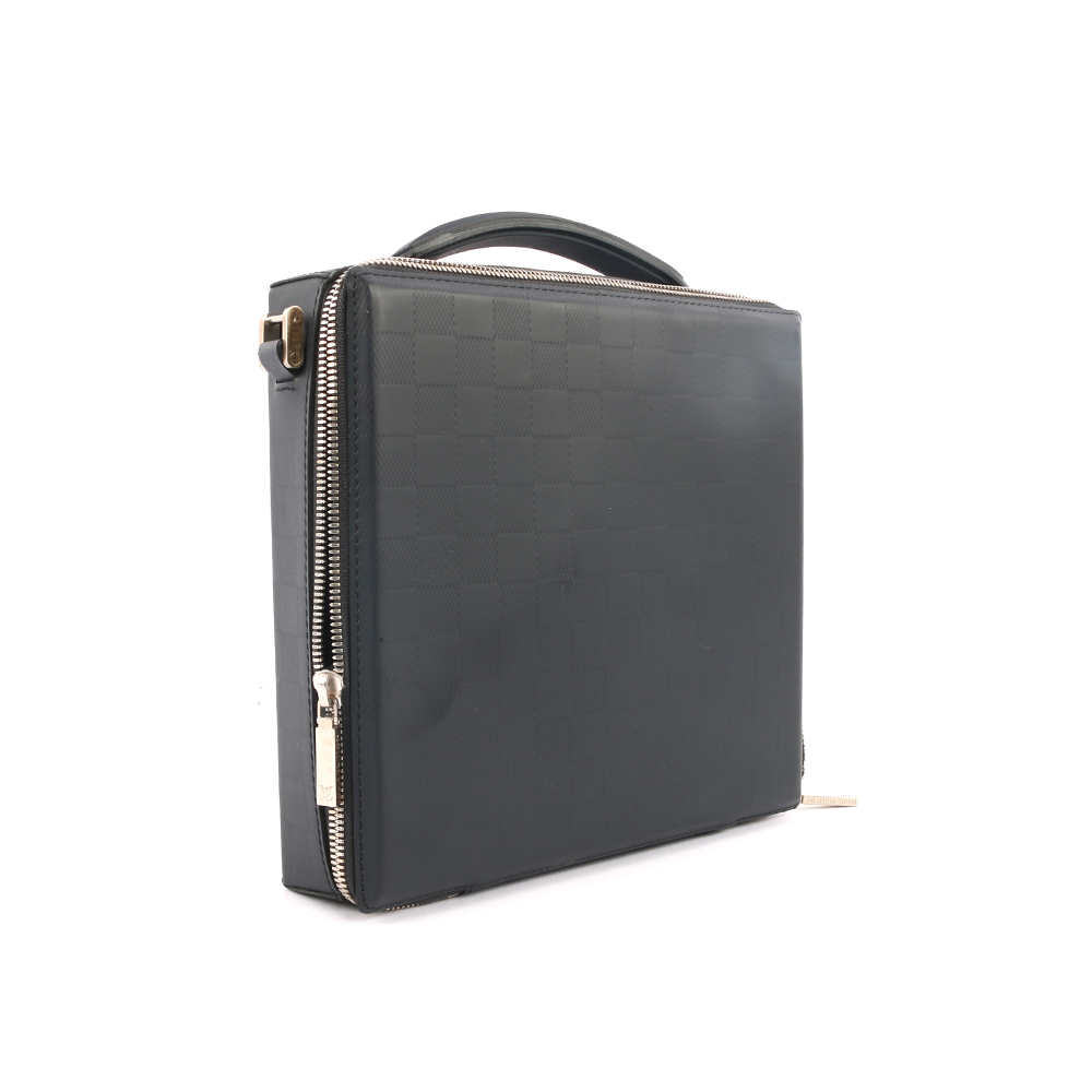 【Louis Vuitton】深灰格紋方型手提萬用包