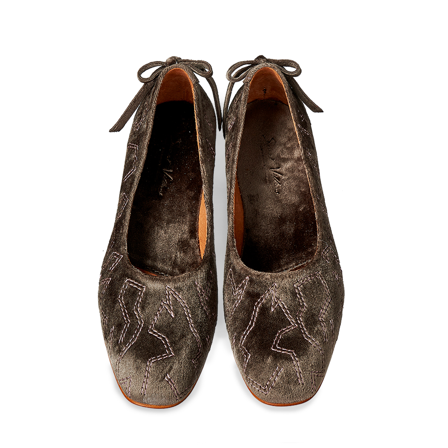 Queenie W1061 Khaki Green Velvet Pumps