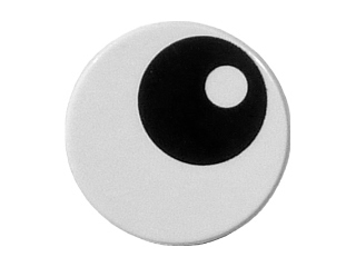 1469pb004 Tile, Round 2 x 2 with Bottom Stud Holder with Black Eye with Pupil Pattern