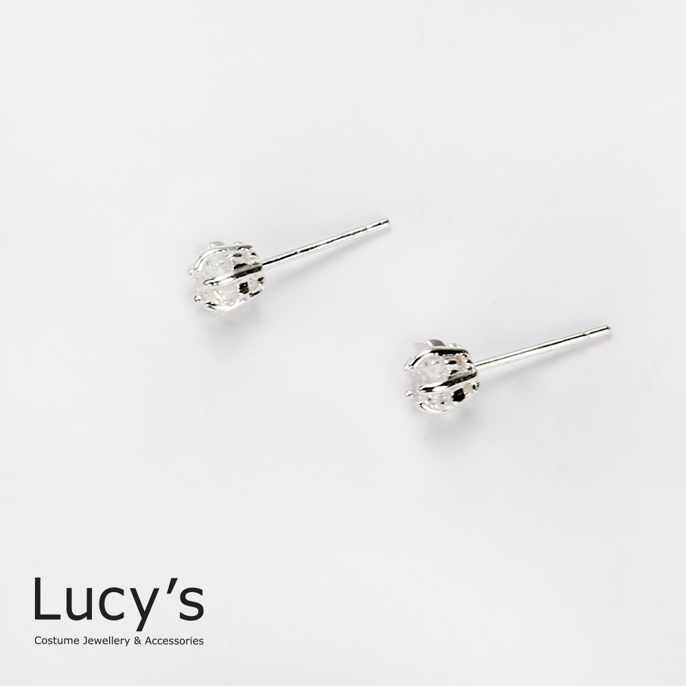 925純銀 時尚焦點星光閃耀耳環 - 0.5 cm (23206)