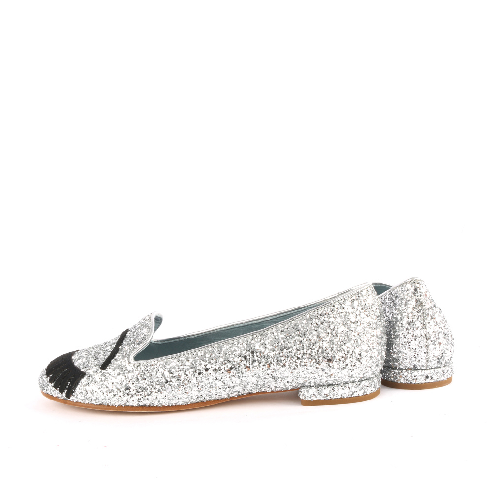 【CHIARA FERRAGNI】銀色亮片眨眼睛平底鞋