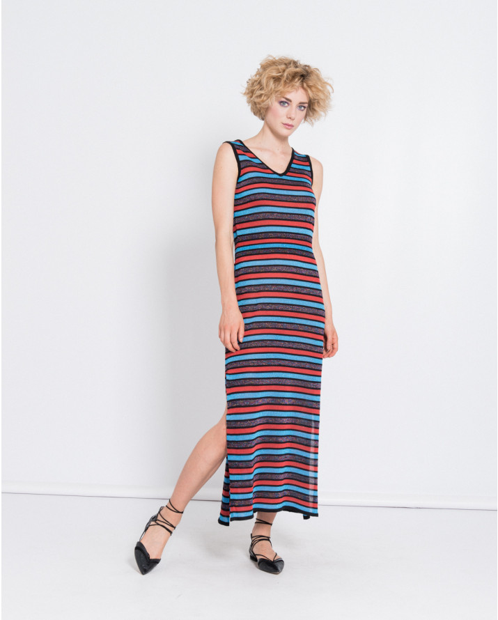 【silvian-heach】針織三色條紋無袖長洋裝