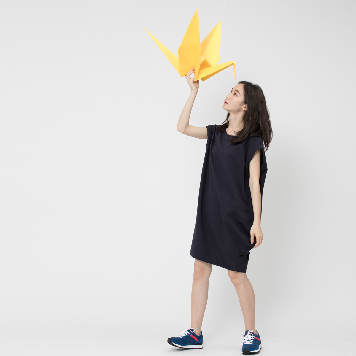 法國小毛圈燈籠洋裝/深藍 Project009