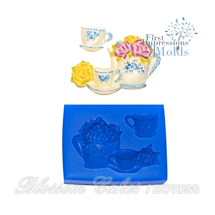 FI Floral Tea Set Silicone Mold