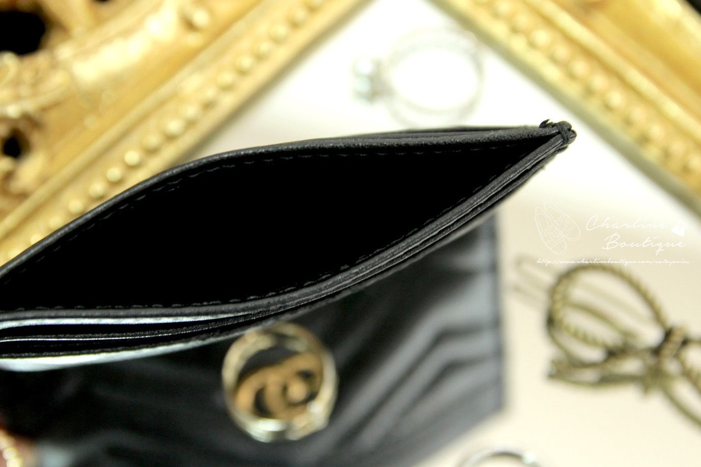 Gucci GG Marmont Card Case 黑色GG Logo卡片夾-Charline Boutique 精品代購