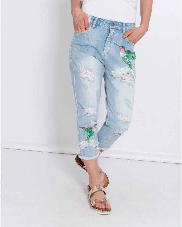 【silvian-heach】蜂鳥磨破八分牛仔褲