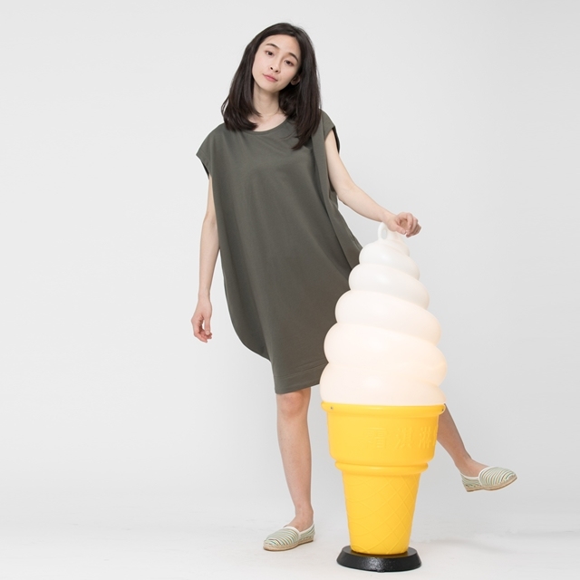 法國小毛圈燈籠洋裝/欖綠 Project009