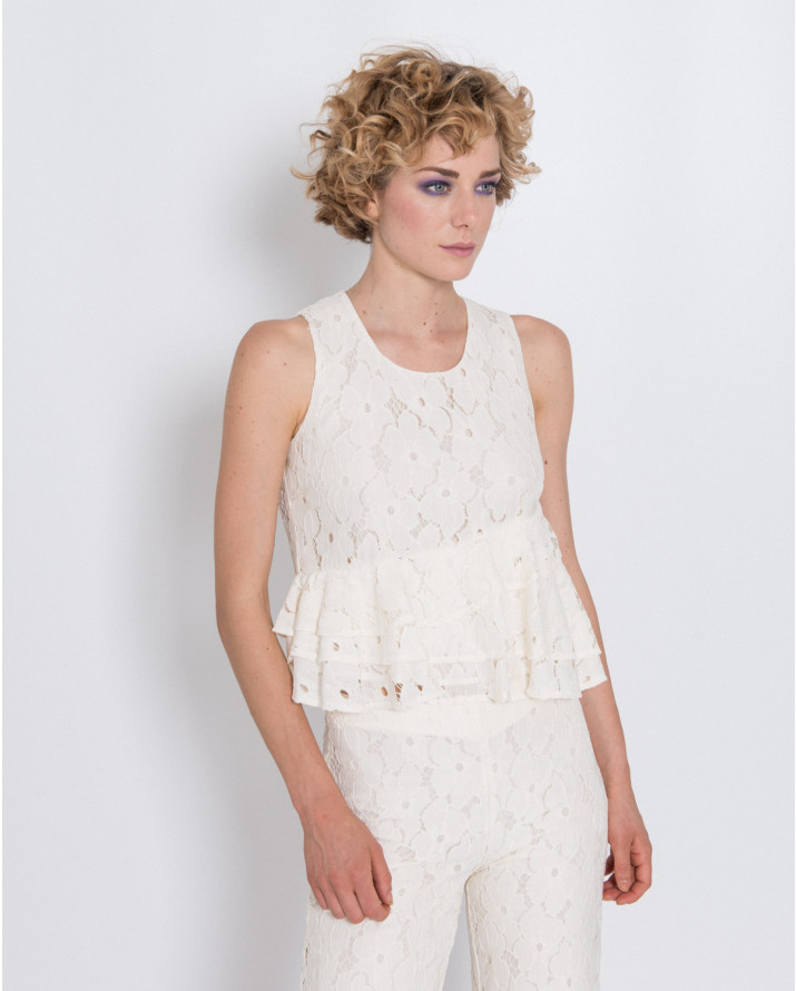 【silvian-heach】蕾絲蛋糕下擺背心