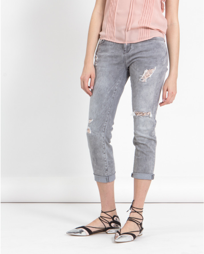 【silvian-heach】小刷破七分牛仔褲