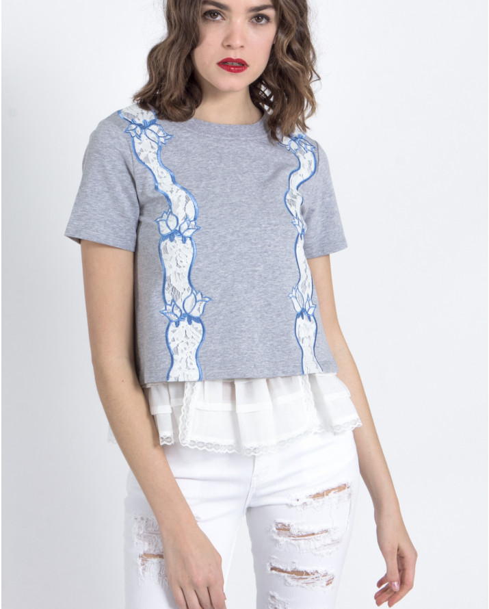 【silvian-heach】蕾絲飾短袖T恤