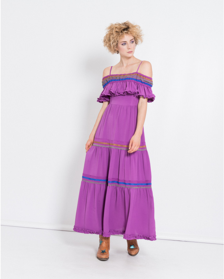 【silvian-heach】波西米亞一字領長洋裝