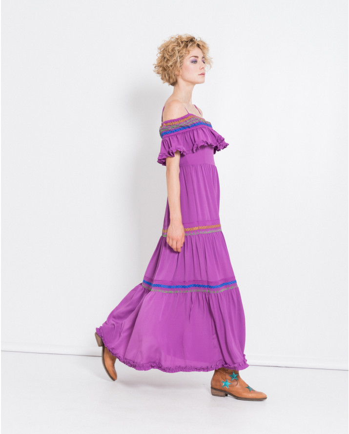 【silvian-heach】波西米亞一字領長洋裝