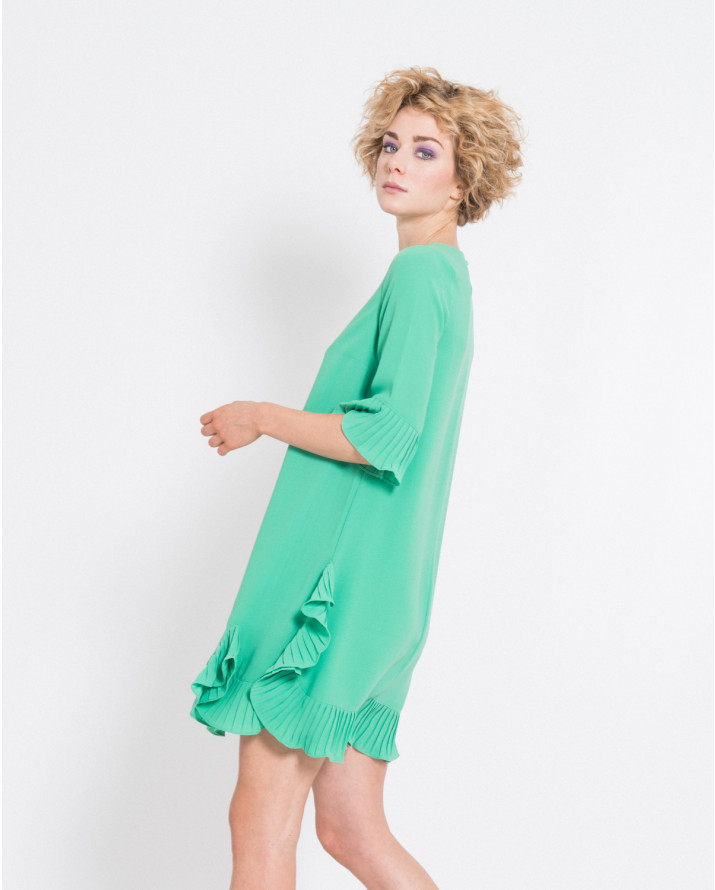 【silvian-heach】五分袖荷葉裙襬洋裝