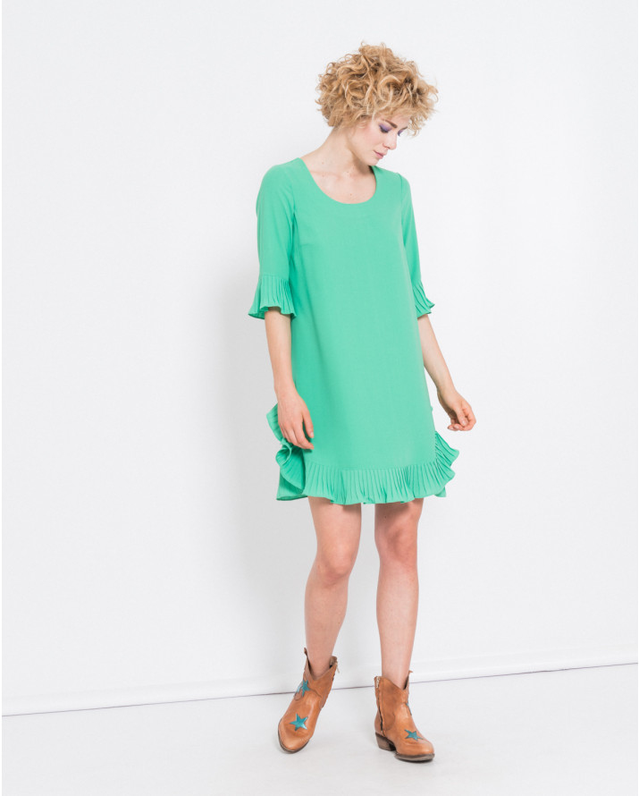 【silvian-heach】五分袖荷葉裙襬洋裝