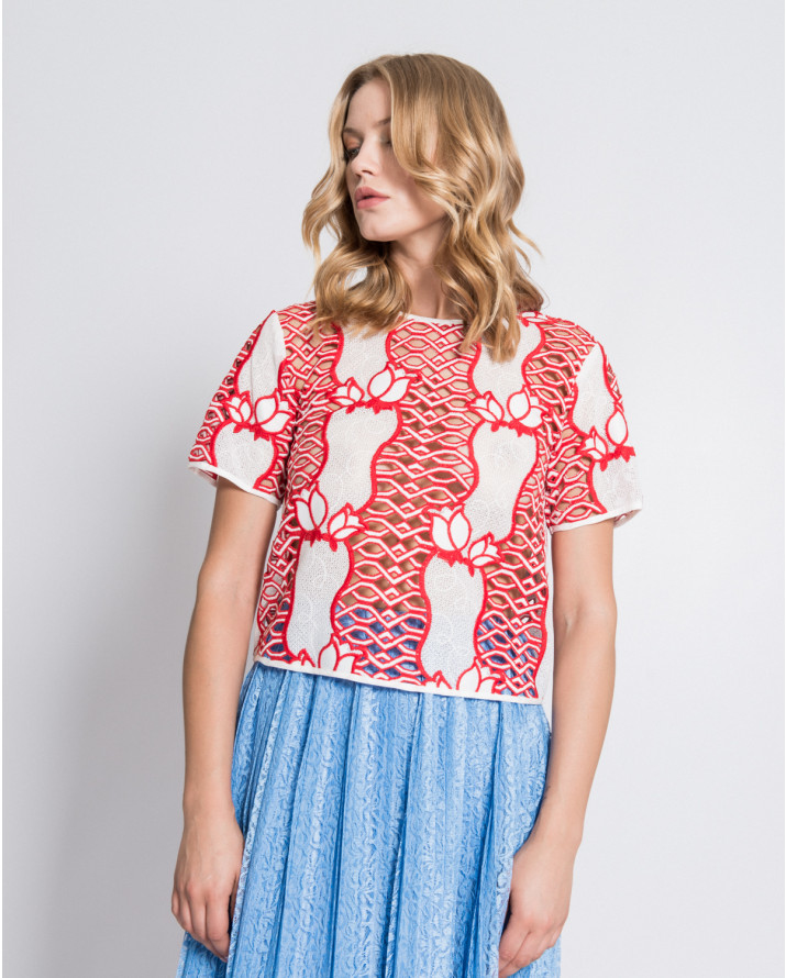 【silvian-heach】花朵鏤空短袖T恤