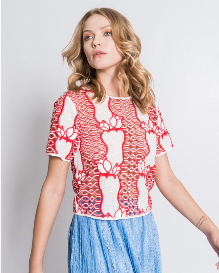 【silvian-heach】花朵鏤空短袖T恤