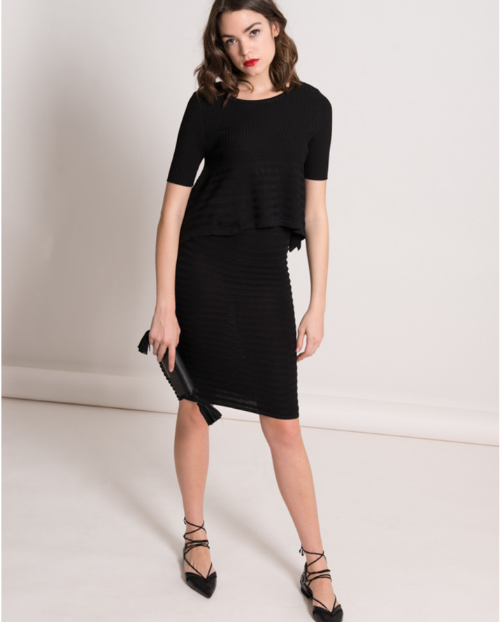 【silvian-heach】傘狀下擺針織短版衫