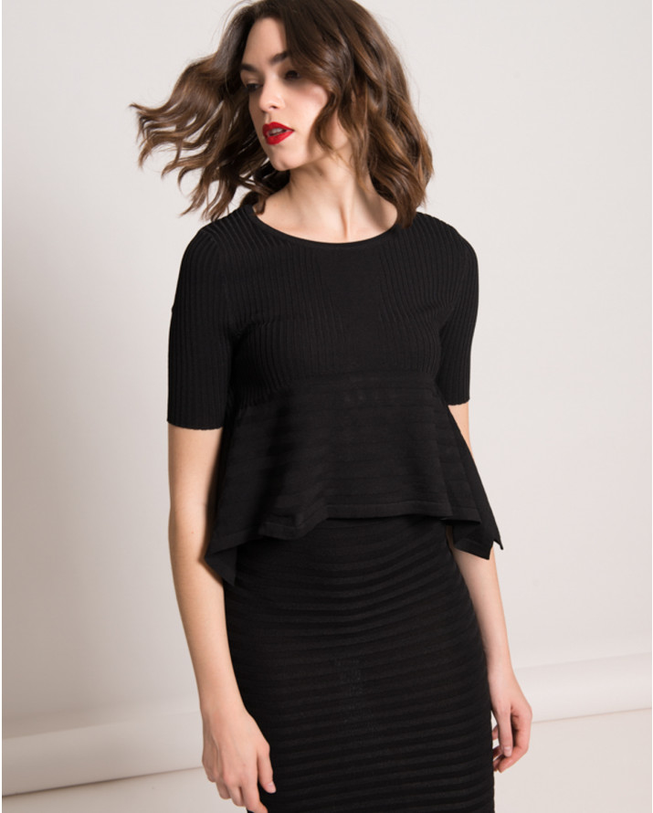 【silvian-heach】傘狀下擺針織短版衫