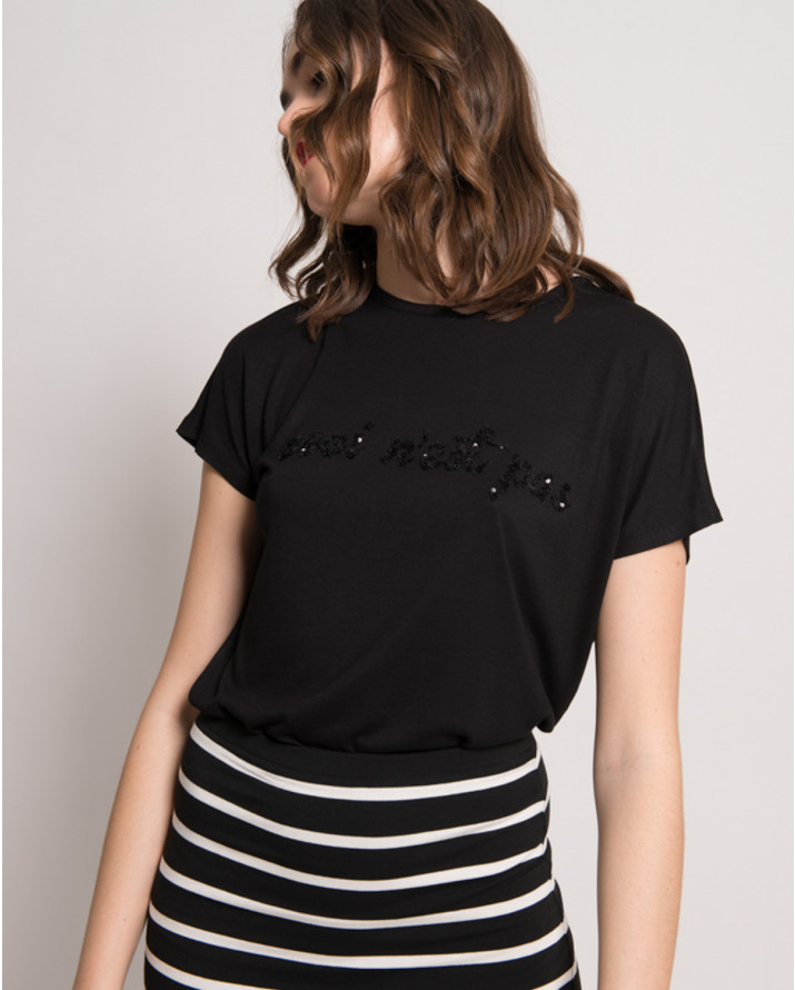 【silvian-heach】亮片繡字短袖T恤