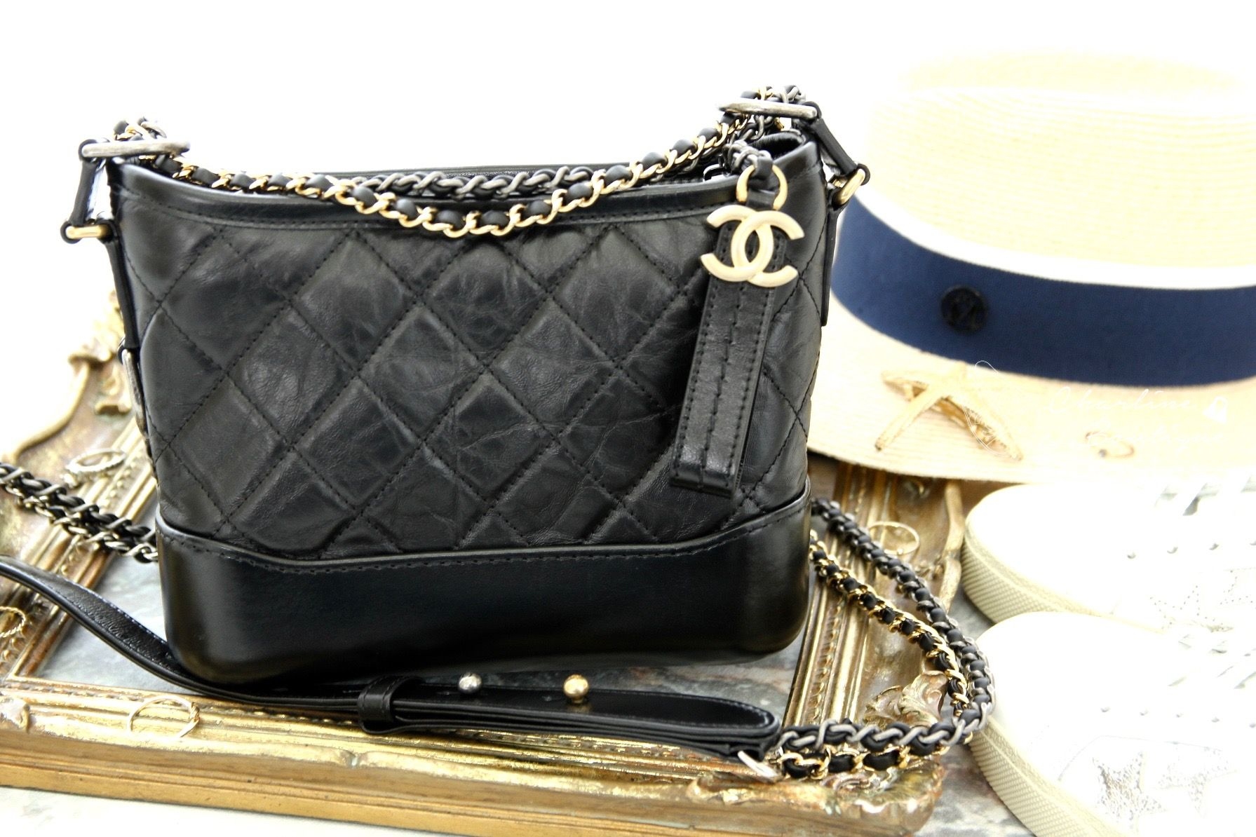 Chanel Gabrielle Small Hobo Bag 黑色金銀鍊拼接小型鍊帶手袋-Charline Boutique 精品代購