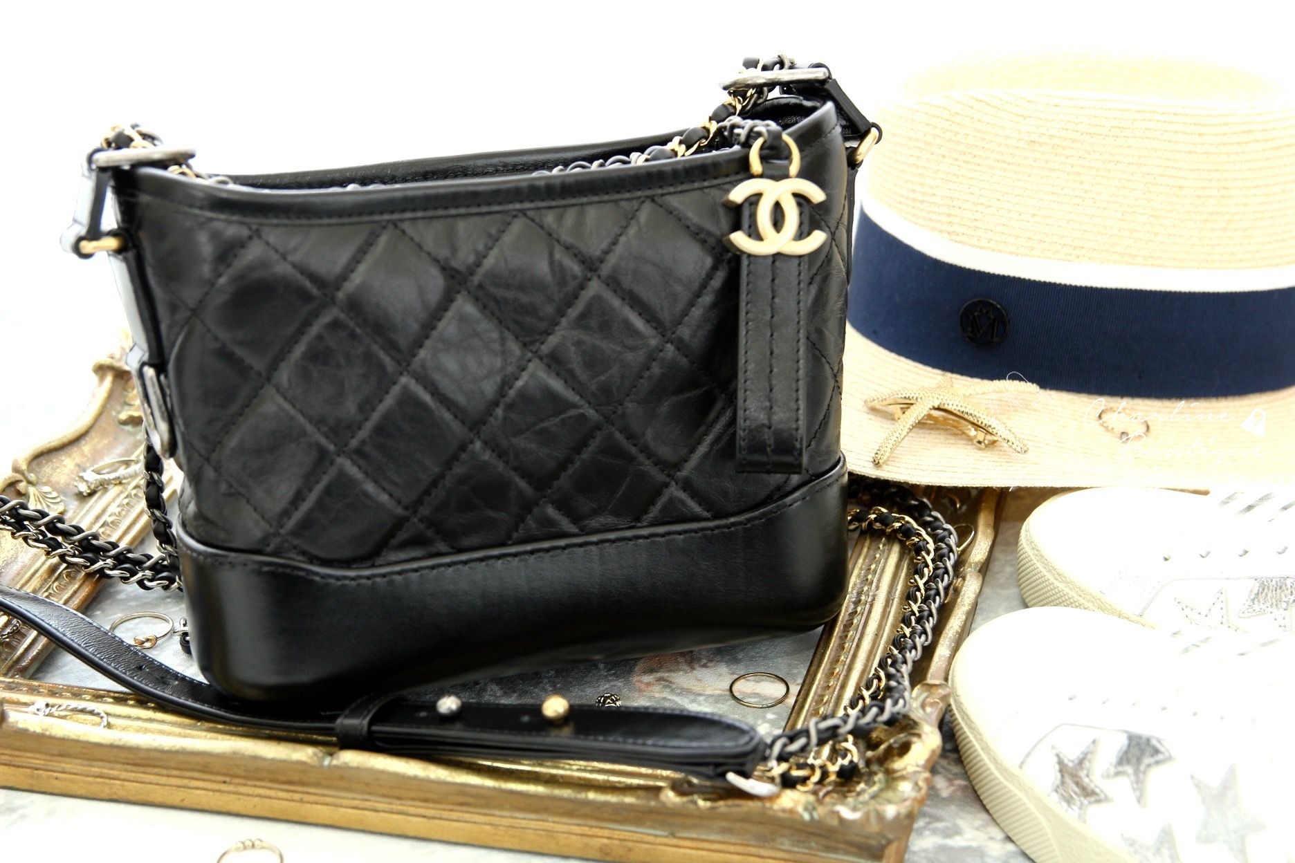 Chanel Gabrielle Small Hobo Bag 黑色金銀鍊拼接小型鍊帶手袋-Charline Boutique 精品代購