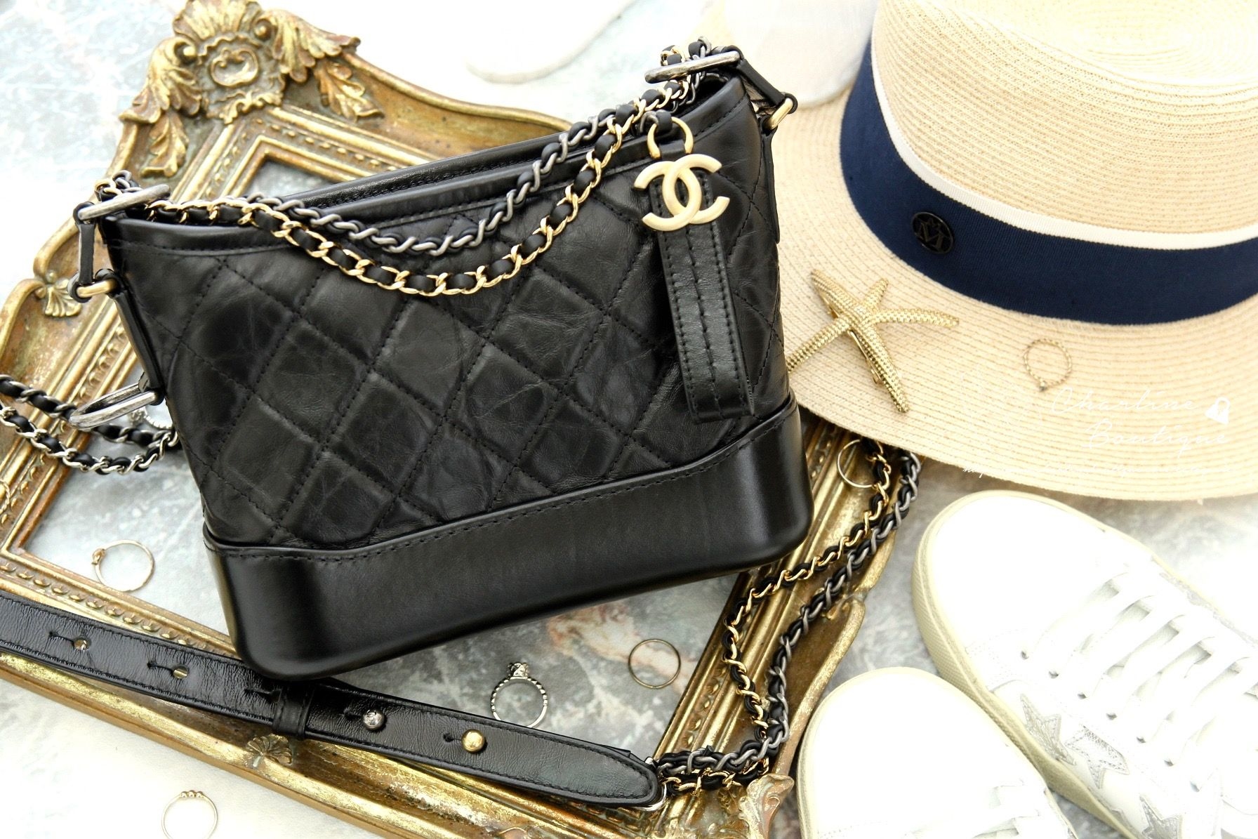 Chanel Gabrielle Small Hobo Bag 黑色金銀鍊拼接小型鍊帶手袋-Charline Boutique 精品代購
