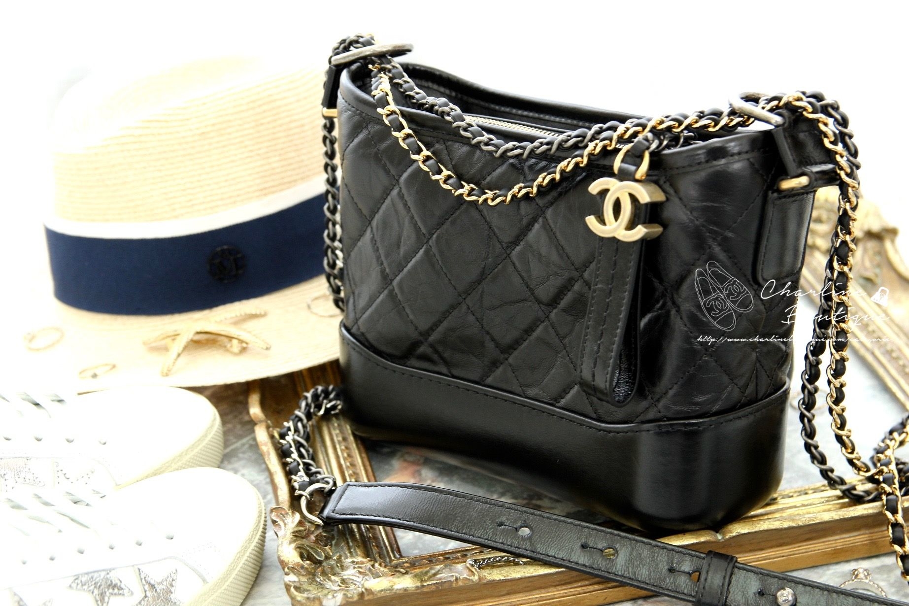 Chanel Gabrielle Small Hobo Bag 黑色金銀鍊拼接小型鍊帶手袋-Charline Boutique 精品代購