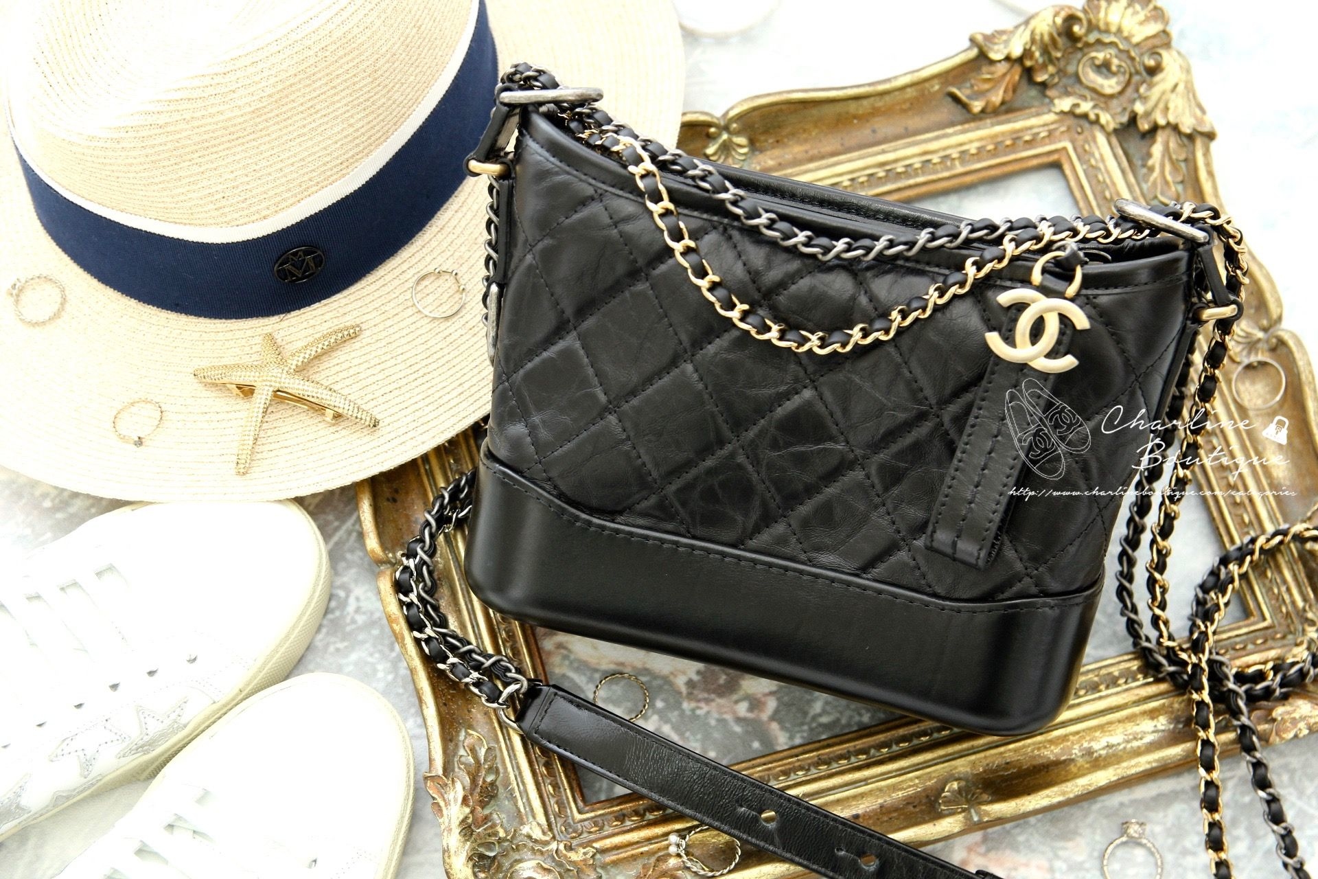 Chanel Gabrielle Small Hobo Bag 黑色金銀鍊拼接小型鍊帶手袋-Charline Boutique 精品代購