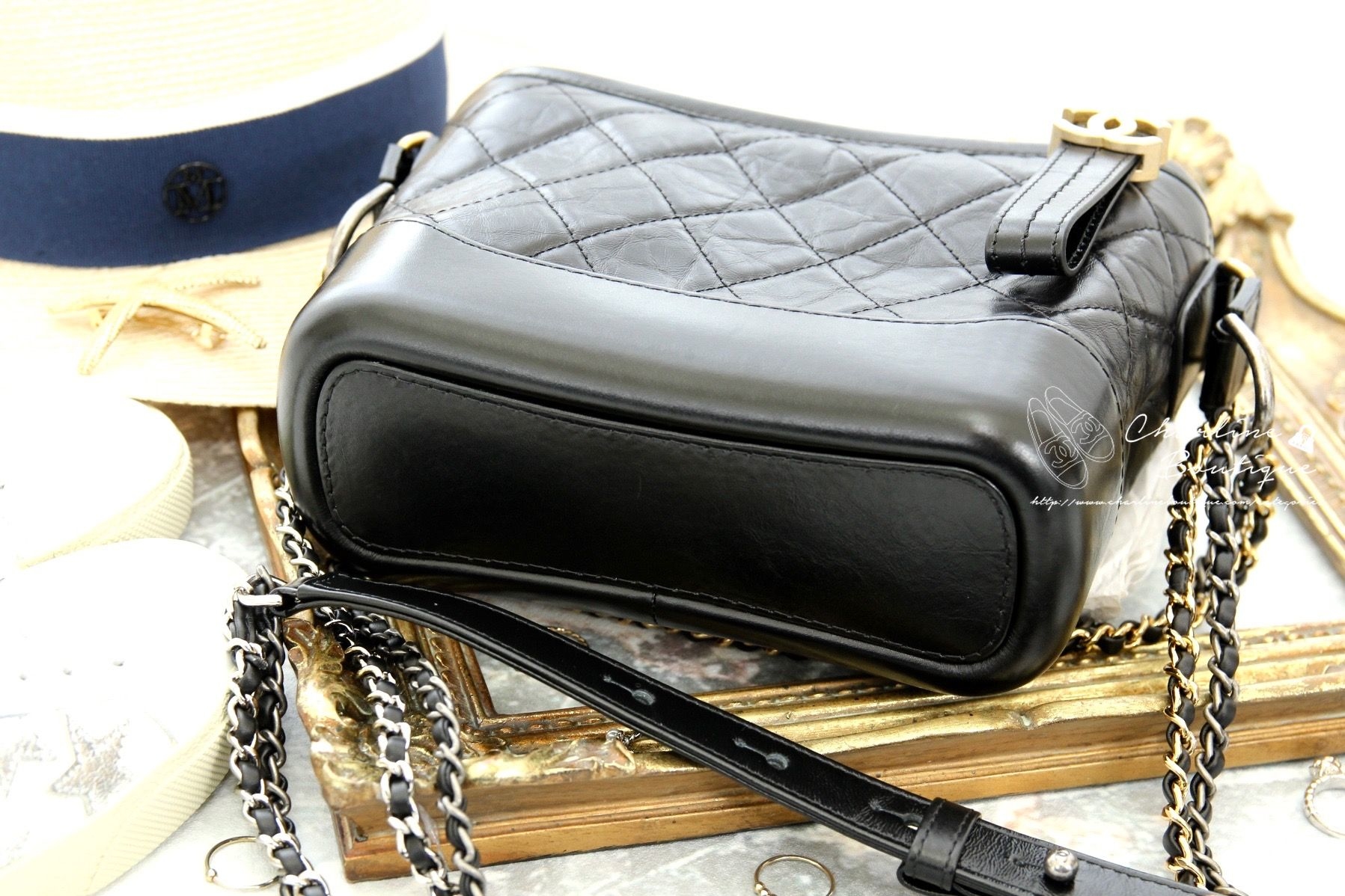 Chanel Gabrielle Small Hobo Bag 黑色金銀鍊拼接小型鍊帶手袋-Charline Boutique 精品代購