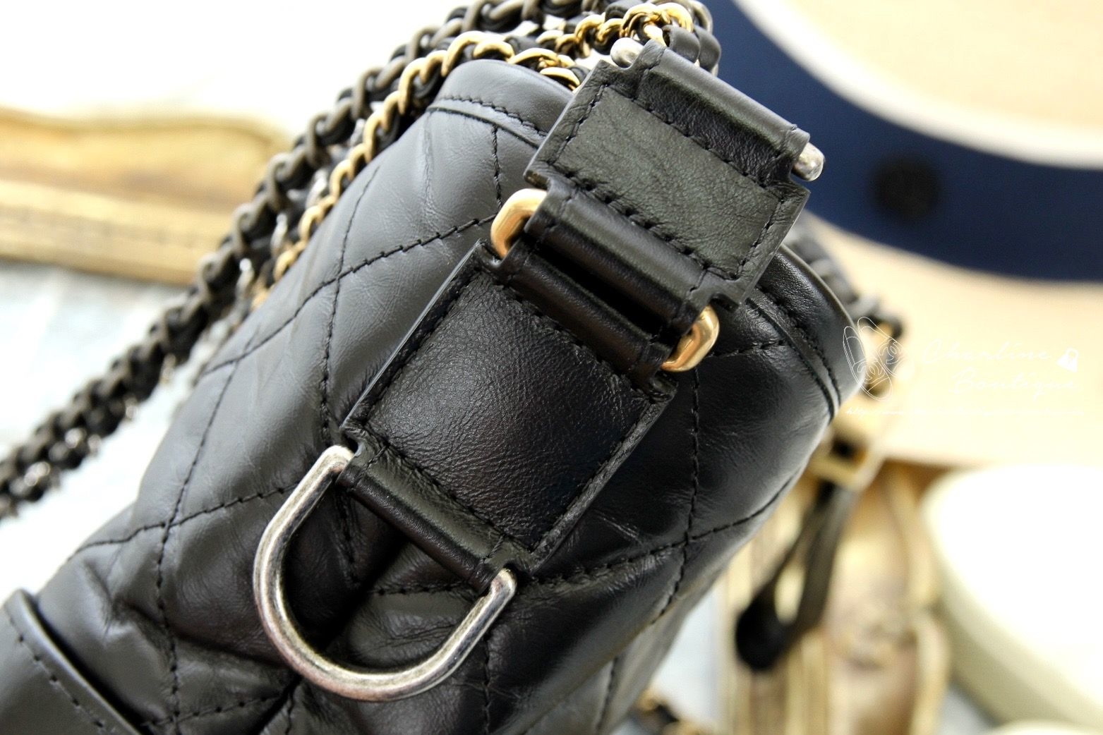 Chanel Gabrielle Small Hobo Bag 黑色金銀鍊拼接小型鍊帶手袋