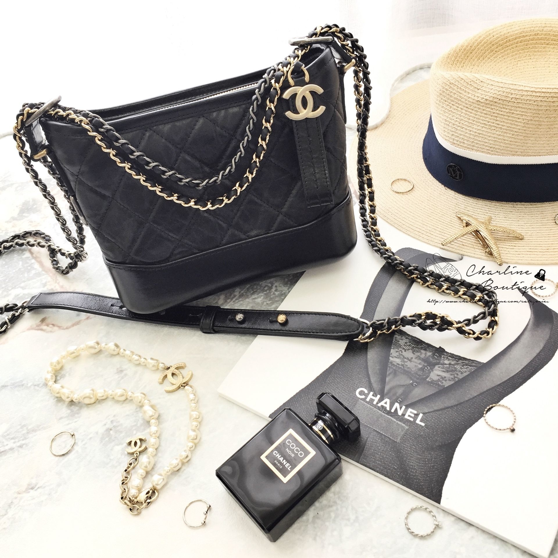 Chanel Gabrielle Small Hobo Bag 黑色金銀鍊拼接小型鍊帶手袋-Charline Boutique 精品代購