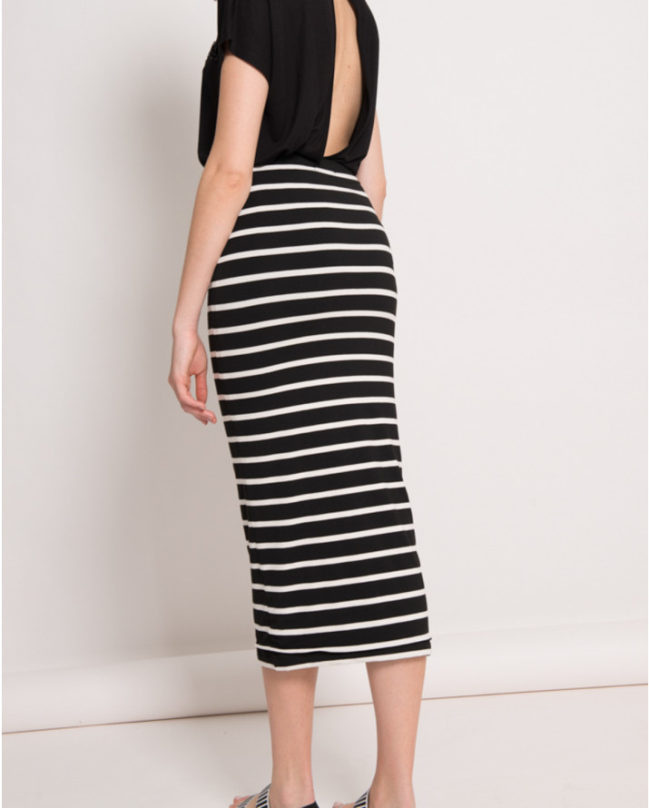 【silvian-heach】橫條八分窄裙