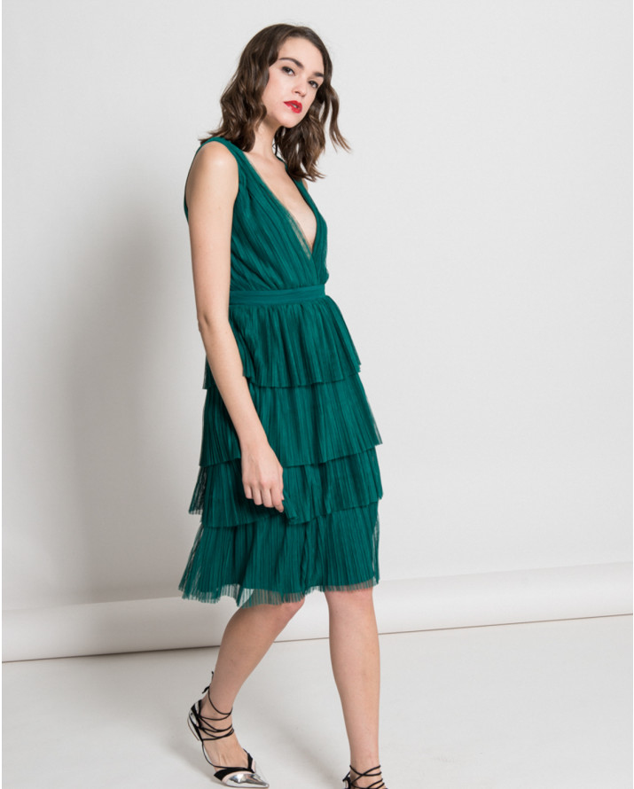 【silvian-heach】V領背心蛋糕及膝洋裝