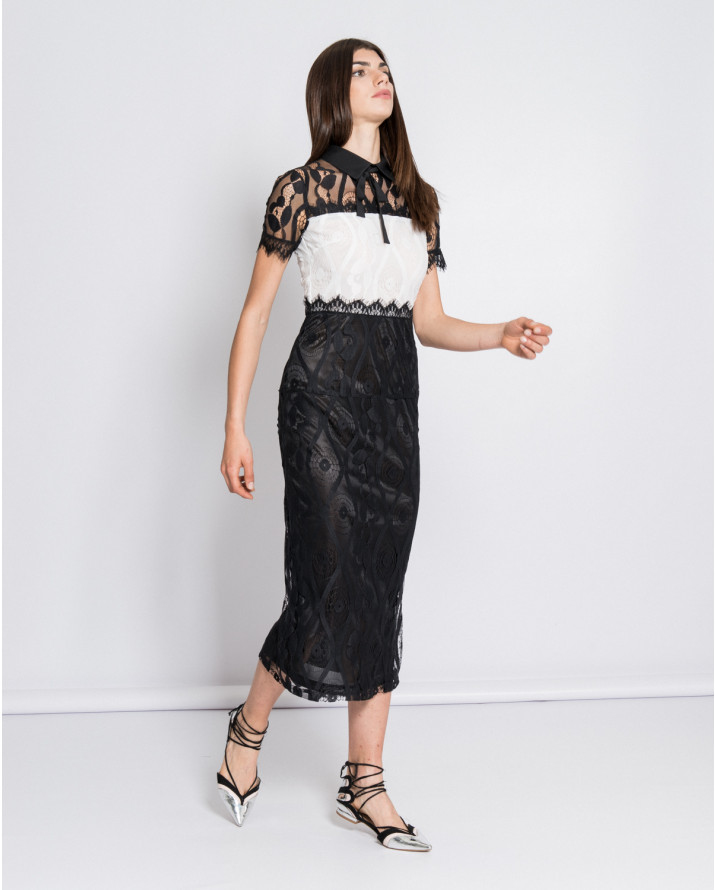 【silvian-heach】蕾絲拼接窄身長洋裝