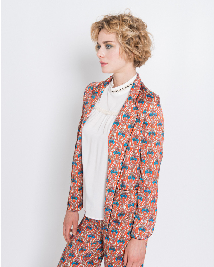 【silvian-heach】古典印花西裝領薄外套