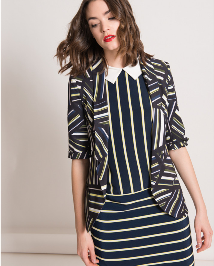 【silvian-heach】交錯直紋五分袖西裝外套