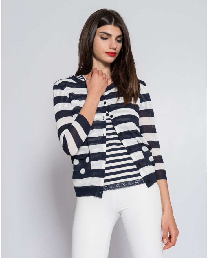 【silvian-heach】條紋八分袖針織衫