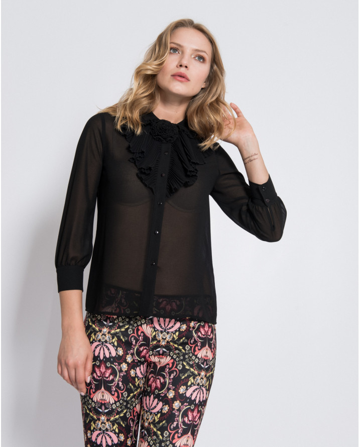 【silvian-heach】荷葉邊領透視襯衫