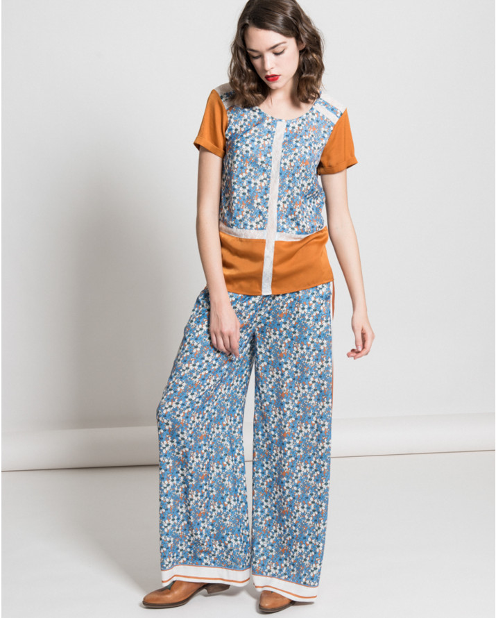 【silvian-heach】藍色花園拼接上衣