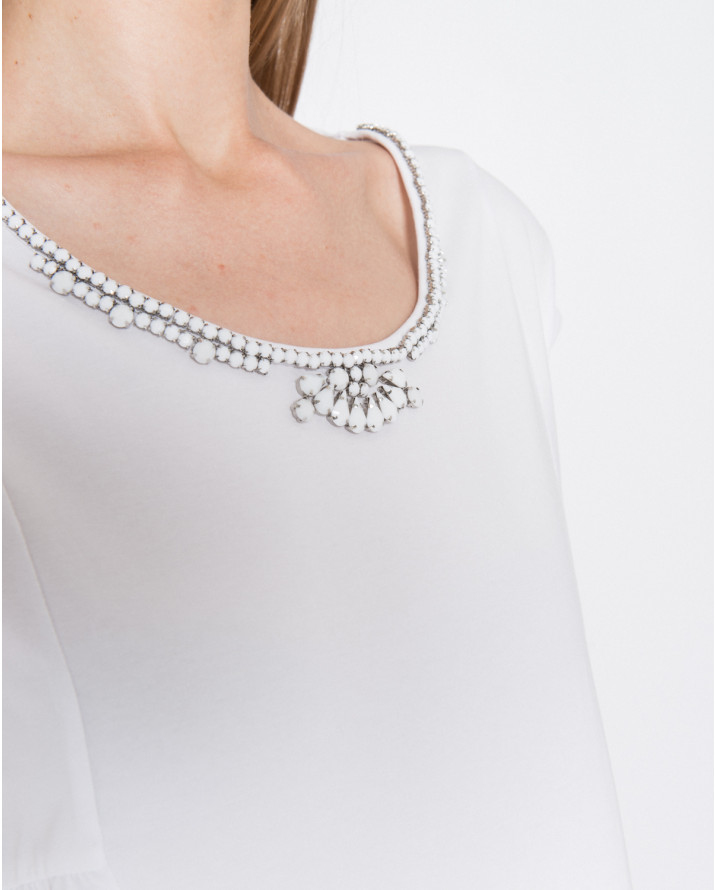 【silvian-heach】寶石領口落肩袖T恤