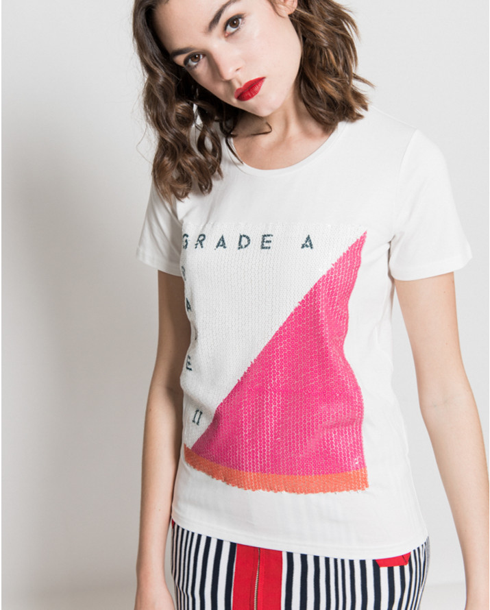 【silvian-heach】亮片彩色三角圖型短袖T恤