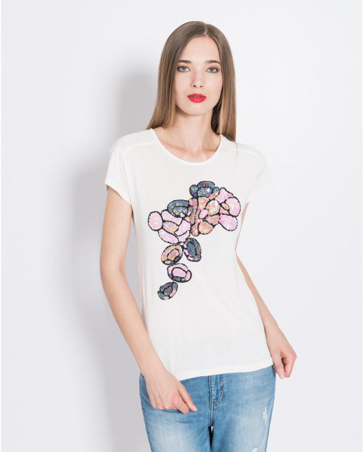 【silvian-heach】亮片花瓣短袖T恤